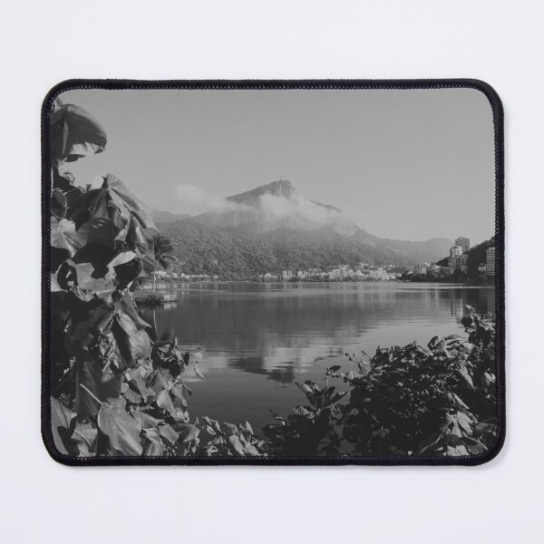 Item preview, Monochrome Vista: Lagoa Rodrigo de Freitas and Corcovado designed and sold by anafrancisconi.
