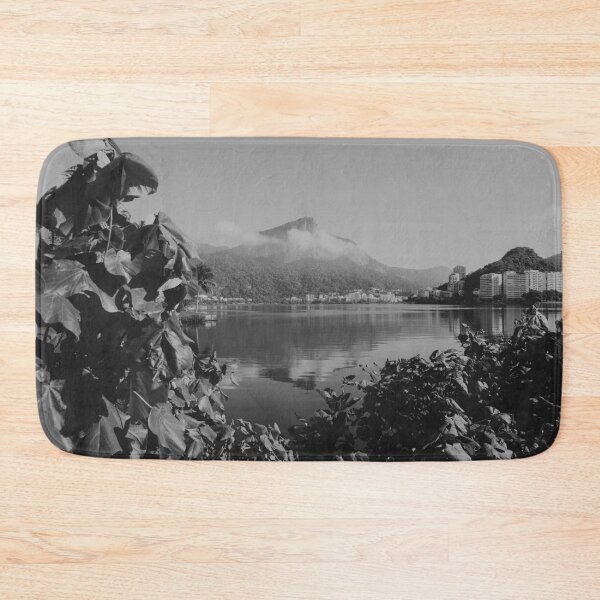 Item preview, Monochrome Vista: Lagoa Rodrigo de Freitas and Corcovado designed and sold by anafrancisconi.
