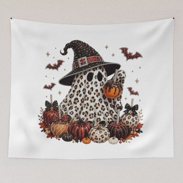 Item preview, Spooky Leopard Ghost Halloween Witch Hat Pumpkin Autumn Fall Design designed and sold by storeInsight.
