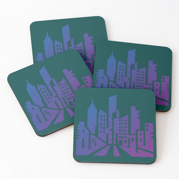 Item preview, Modern City Skyline Blue Purple Urban Architecture Design designed and sold by RobertArt08.