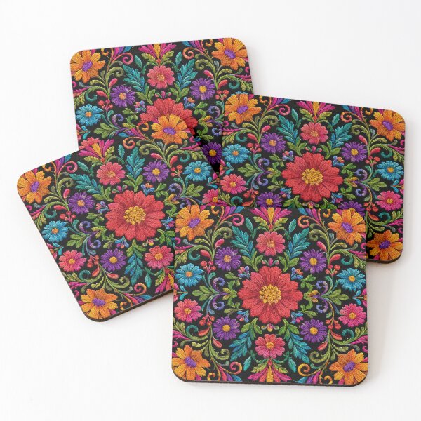 Item preview, Mexican Folk Floral Pattern | Colorful Traditional Textile Art designed and sold by BrainCurves.
