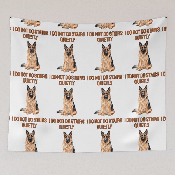 Item preview, German Shepherd Loud Stairs Watercolour Sarcastic Dog Art designed and sold by NatureUnleashed.