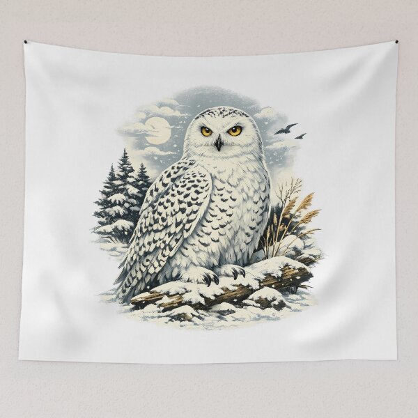 Item preview, Snowy owl as a prominent element of the winter landscape. designed and sold by Daily Quirk.
