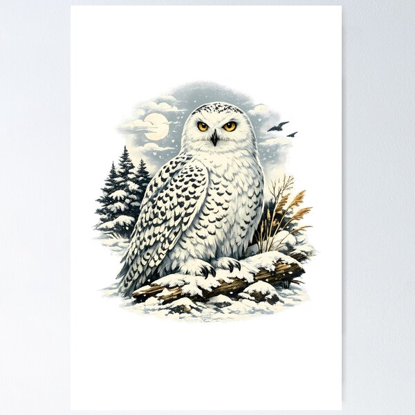 Item preview, Snowy owl as a prominent element of the winter landscape. designed and sold by Daily Quirk.