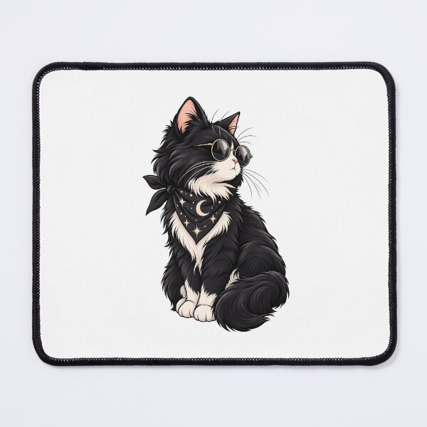 Item preview, Cool Smoking Cat with Round Glasses and Sky Blue Bandana designed and sold by SociallyDeadClub.