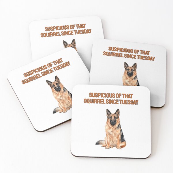 Item preview, German Shepherd Squirrel Watch Watercolour Sarcastic Art designed and sold by NatureUnleashed.