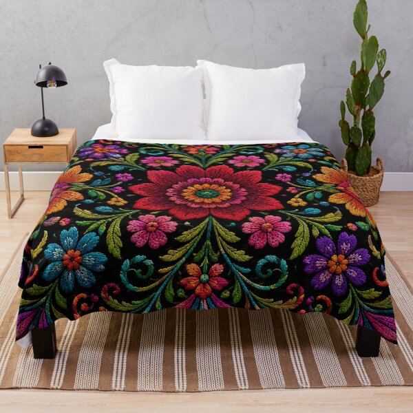 Item preview, Mexican Folk Floral Art | Colorful Traditional Textile Pattern designed and sold by BrainCurves.