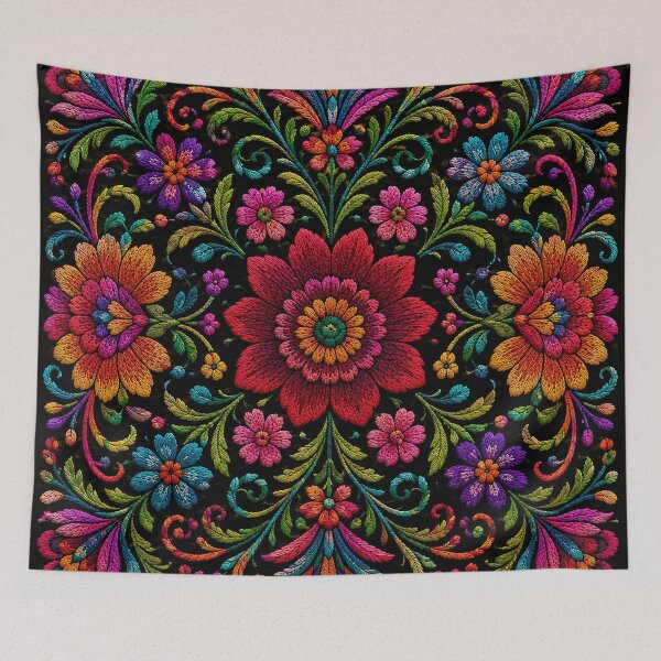 Item preview, Mexican Folk Floral Art | Colorful Traditional Textile Pattern designed and sold by BrainCurves.