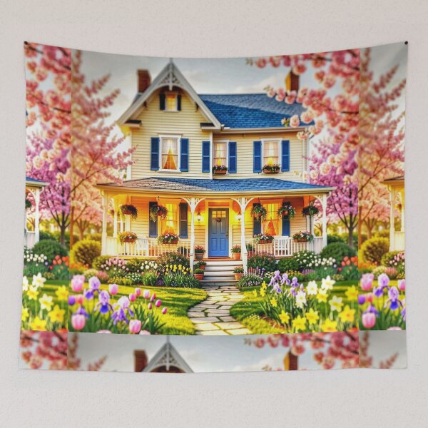 Item preview, Charming Yellow Wooden Cottage Print with Garden Path designed and sold by The Empire Of Digital Art..