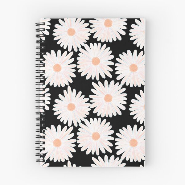 Item preview, White Daisy Floral Pattern on Black Background designed and sold by anigui.