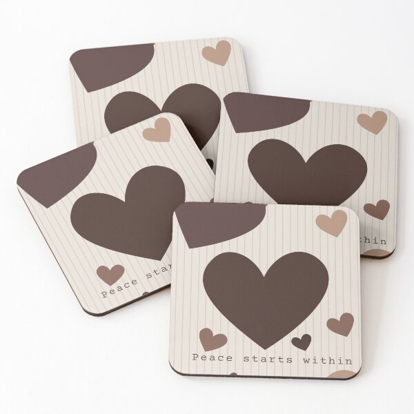 Item preview, Peace Starts Within Brown Hearts Aesthetic designed and sold by Nature Moments.