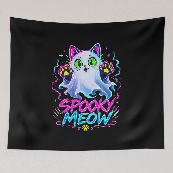 Item preview, Spooky Meow Trippy Neon Cat Blacklight Halloween designed and sold by Retro Whiskers.