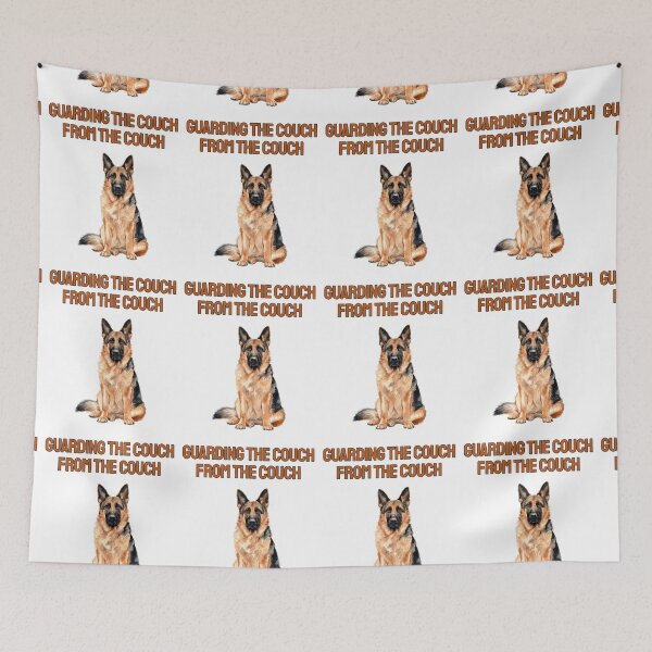Item preview, German Shepherd Couch Guard Watercolour Sarcastic Dog Art designed and sold by NatureUnleashed.