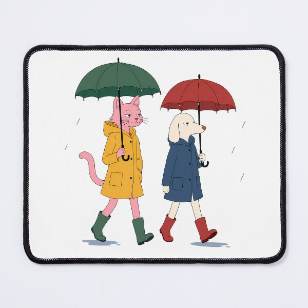 Item preview, Cat and Dog Rainy Day Umbrella Walk designed and sold by LazyPaw Design.