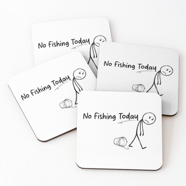 Item preview, Funny No Fishing Today - Sad Stick Figure Fisherman designed and sold by Shopeon Designs.