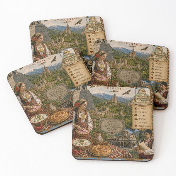 Item preview, Bulgaria Travel Poster | Sofia Rila Monastery Rose Valley & Folk Art designed and sold by alexcorporation.