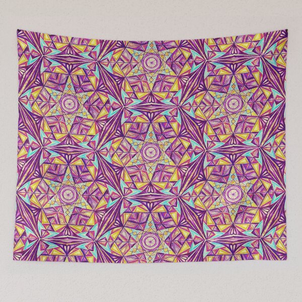 Item preview, Kaleidoscope Sacred Geometry Purple Yellow Pattern  designed and sold by Cveti Dinkova.