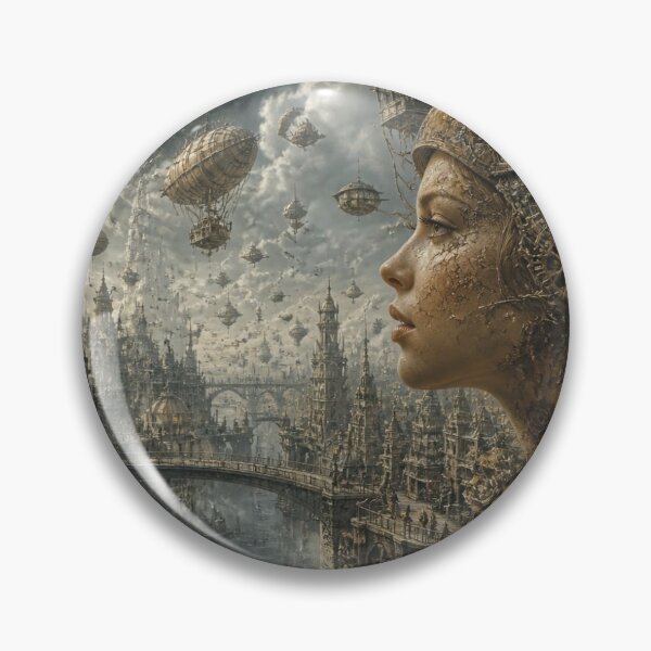 Item preview, Steampunk Oneiric Hyperreal Cityscape with Clockwork Profile designed and sold by FotoworldEdel.