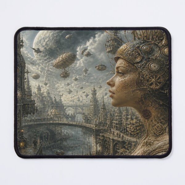 Item preview, Steampunk Oneiric Hyperreal Cityscape with Clockwork Profile designed and sold by FotoworldEdel.