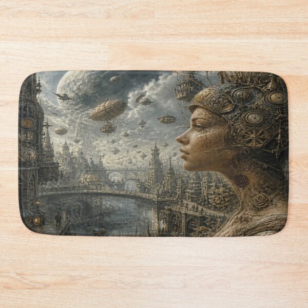 Item preview, Steampunk Oneiric Hyperreal Cityscape with Clockwork Profile designed and sold by FotoworldEdel.