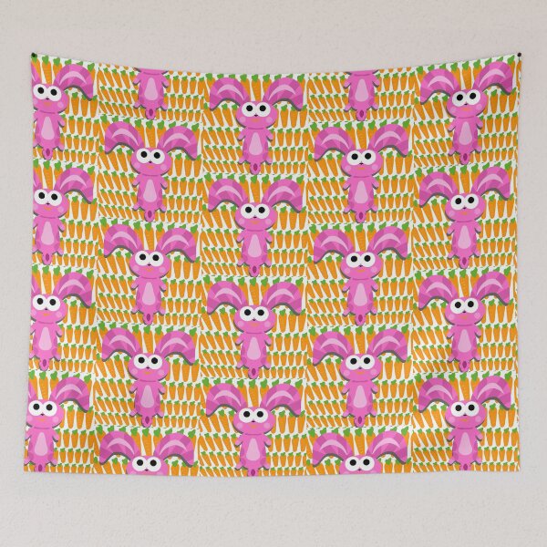 Item preview, Cute Pink Bunny Creature with Carrot Pattern designed and sold by MigWhimsy.