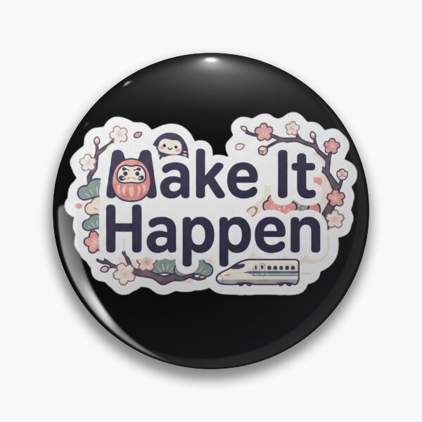 Item preview, Cute Japanese Cherry Blossom "Make It Happen" Inspirational Sticker designed and sold by ORI-ginal Weirdos: The Weirdly Wonderful Crew.