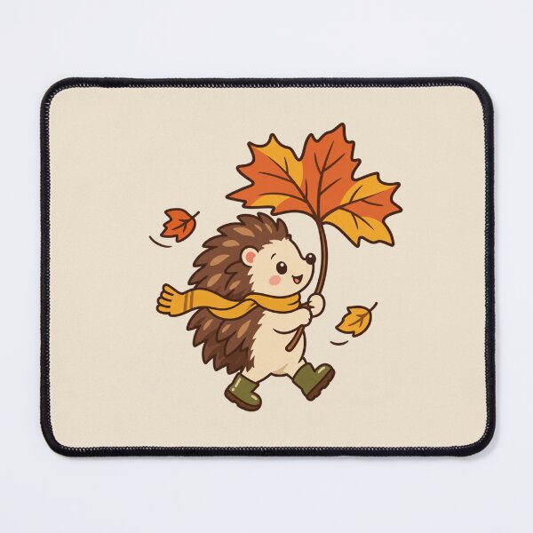 Item preview, Cute Autumn Hedgehog – Leaf Umbrella Fall Illustration designed and sold by astersgraphics.
