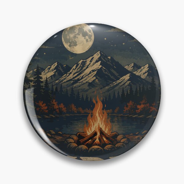 Item preview, Campfire & Crisp Air Vector T-Shirt Design - Mountain Night Lake Autumn Camping Graphic designed and sold by Rabu10.