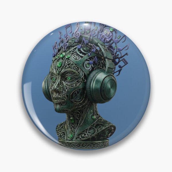 Item preview, ​Metallic Steampunk Music Head Bust - Mechanical Headphones Sculpture designed and sold by Roxdil-J.