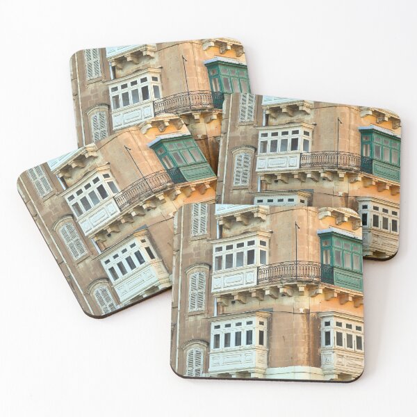 Item preview, Traditional Maltese Wooden Balconies (Gallarija) on Limestone Facade in Valletta, Malta designed and sold by goceris.