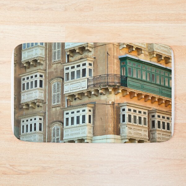 Item preview, Traditional Maltese Wooden Balconies (Gallarija) on Limestone Facade in Valletta, Malta designed and sold by goceris.