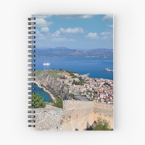 Item preview, Panoramic Aerial View of Nafplio, Akronafplia Peninsula and Bourtzi Castle from Palamidi Fortress, Greece designed and sold by goceris.