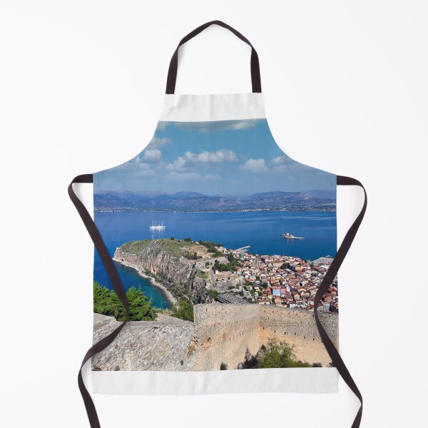 Item preview, Panoramic Aerial View of Nafplio, Akronafplia Peninsula and Bourtzi Castle from Palamidi Fortress, Greece designed and sold by goceris.