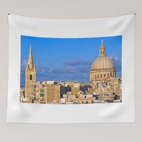 Item preview, Iconic Valletta Skyline with Basilica of Our Lady of Mount Carmel Dome and St Paul's Pro-Cathedral Spire, Malta designed and sold by goceris.