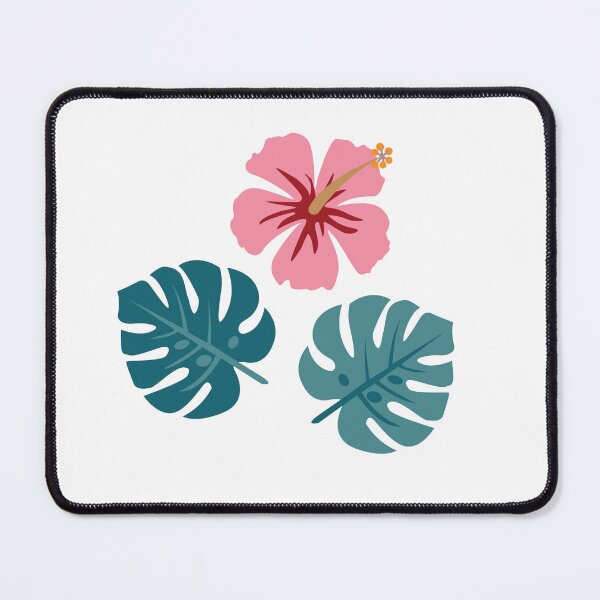 Item preview, Tropical Pink Hibiscus and Monstera Leaves Vector Sticker designed and sold by ElenMart.