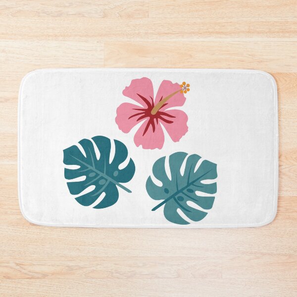 Item preview, Tropical Pink Hibiscus and Monstera Leaves Vector Sticker designed and sold by ElenMart.