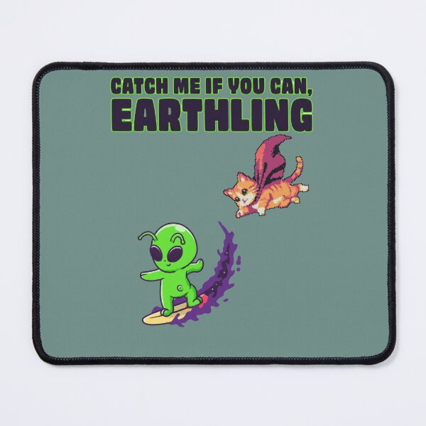 Item preview, Funny Alien Surfer Chasing Flying Cat designed and sold by HOUSE OF TIST.