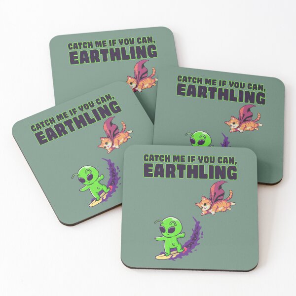 Item preview, Funny Alien Surfer Chasing Flying Cat designed and sold by HOUSE OF TIST.