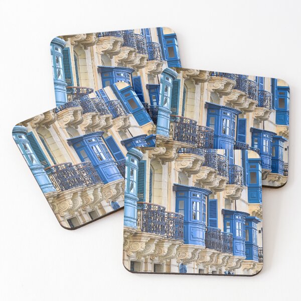 Item preview, House with Blue Traditional Maltese Wooden Balconies in Valletta, Malta designed and sold by goceris.