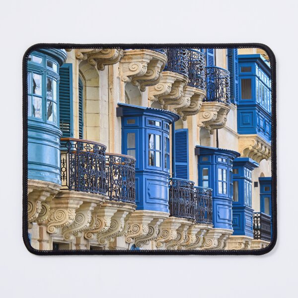 Item preview, House with Blue Traditional Maltese Wooden Balconies in Valletta, Malta designed and sold by goceris.