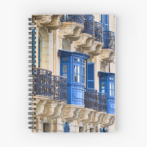 Item preview, House with Blue Traditional Maltese Wooden Balconies in Valletta, Malta designed and sold by goceris.