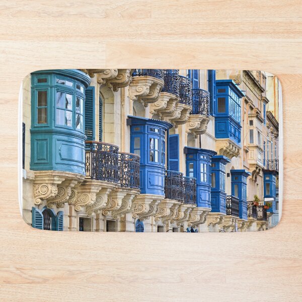 Item preview, House with Blue Traditional Maltese Wooden Balconies in Valletta, Malta designed and sold by goceris.