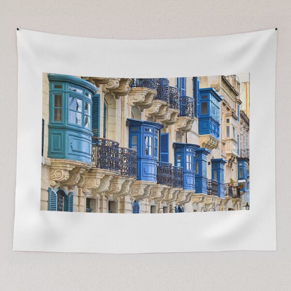 Item preview, House with Blue Traditional Maltese Wooden Balconies in Valletta, Malta designed and sold by goceris.