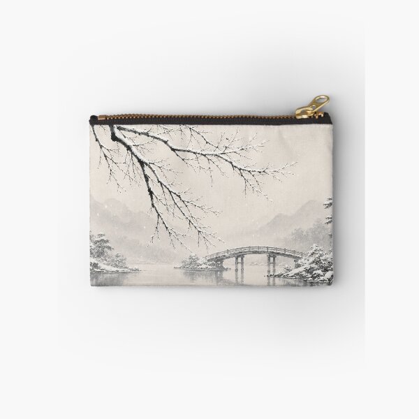 Item preview, Japanese Winter Landscape Ink Painting Snow Bridge designed and sold by Jozefin's Studio.