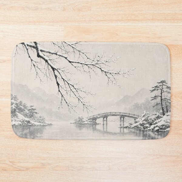 Item preview, Japanese Winter Landscape Ink Painting Snow Bridge designed and sold by Jozefin's Studio.