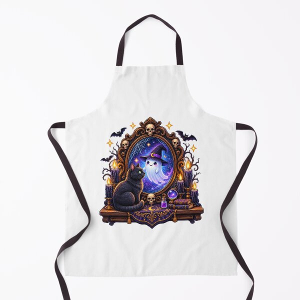 Item preview, Cute Halloween Ghost Witch Black Cat Magic Spooky Mirror designed and sold by MrDev.