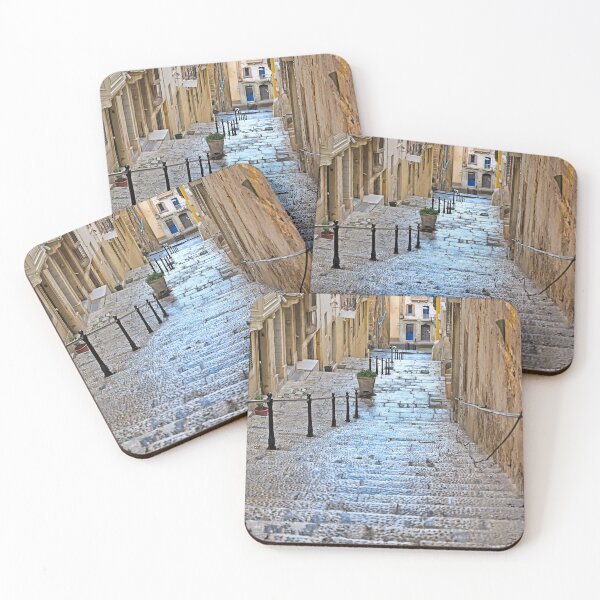 Item preview, Historic Narrow Street with Stone Staircase and Traditional Balconies in Valletta, Malta designed and sold by goceris.