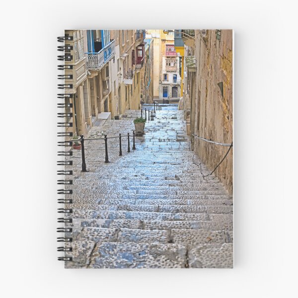 Item preview, Historic Narrow Street with Stone Staircase and Traditional Balconies in Valletta, Malta designed and sold by goceris.