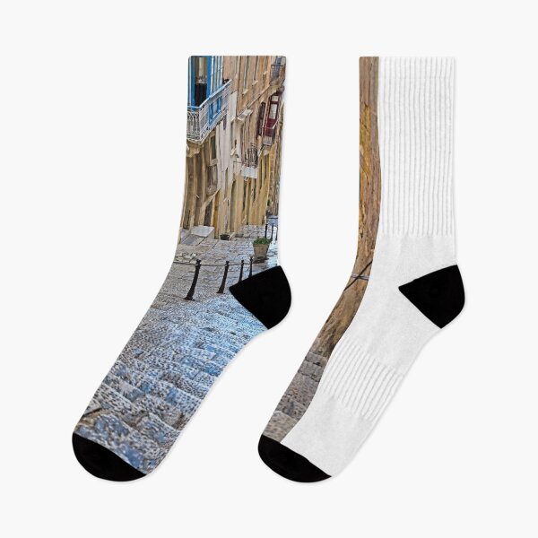 Item preview, Historic Narrow Street with Stone Staircase and Traditional Balconies in Valletta, Malta designed and sold by goceris.
