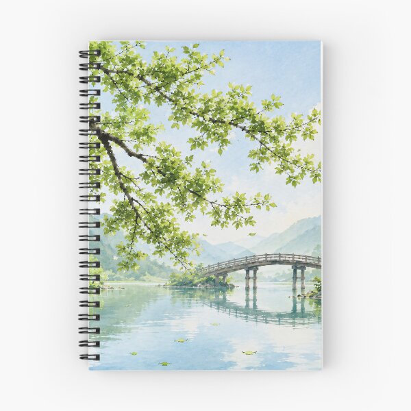 Item preview, Japanese Garden Watercolour Painting Arched Bridge River designed and sold by Jozefin's Studio.